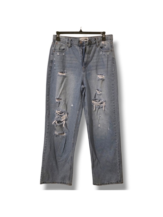 Fashion Nova Denim - Fashion Nova's Women’s Blue distressed wide-leg jeans Size: 13